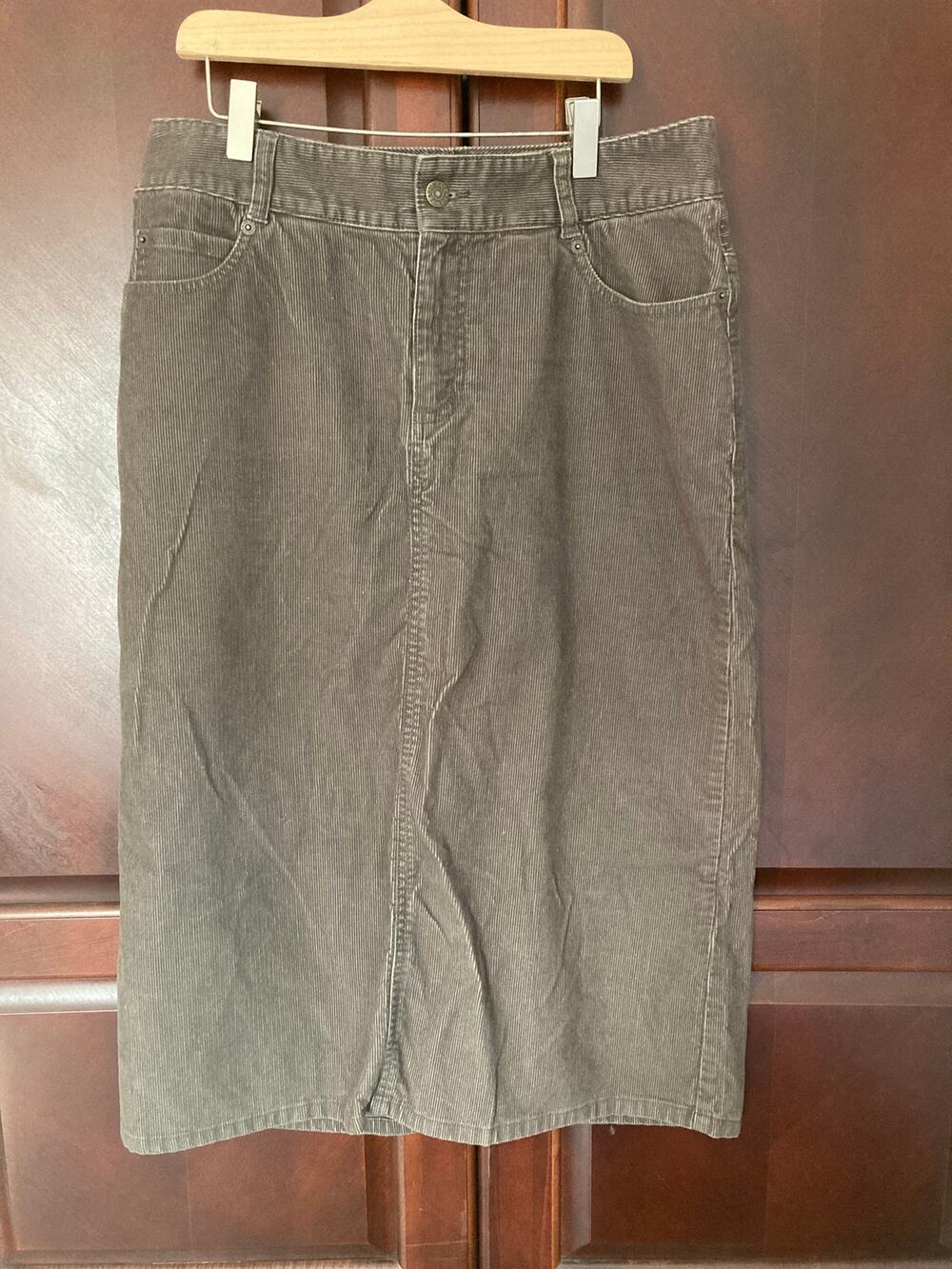 Eddie Bauer - Vintage Cottagecore Brown Corduroy Midi Skirt - 8